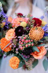 Colorful floral bouquet for a wedding