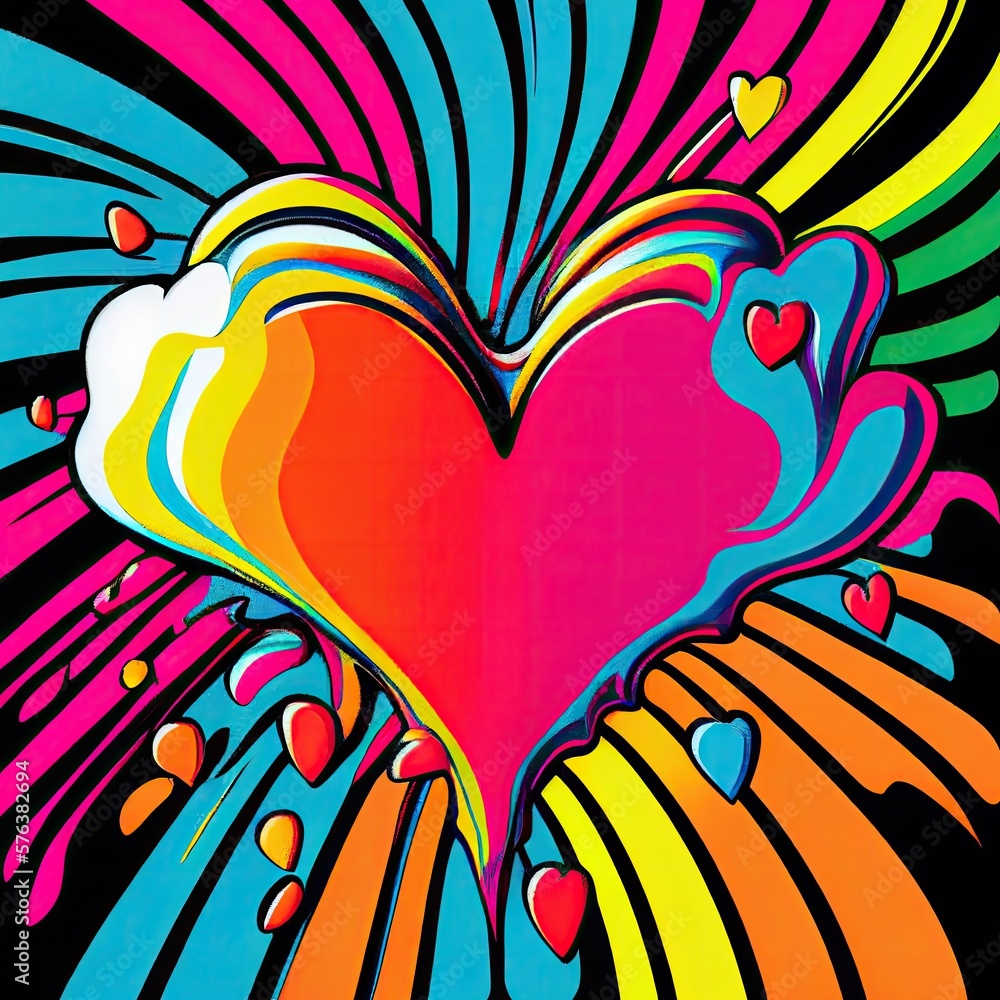 Aufkleber psychedelic heart background generative ai