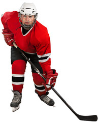 Hockey player in Ice-skating uniform
