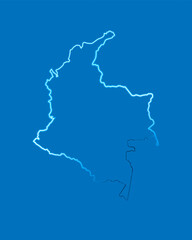 A vector isolated illustration of Columbia's map with neon effect.