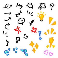 Group of expression symbols and signs, handmade. Vectors