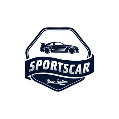 Vintage sport car logo design template