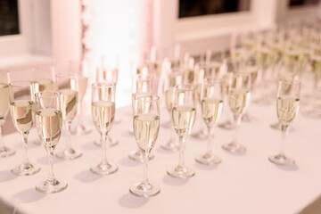champagne glasses on table
