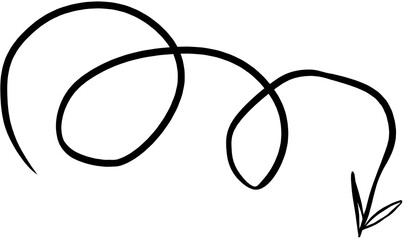 simple round spiral arrow drawn by hand with an ink brush