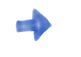 Blue arrow to the right in watercolor