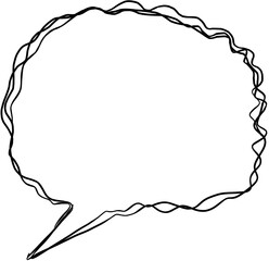 cartoon speech bubble with a rounded wavy shape, hand drawn with a brush