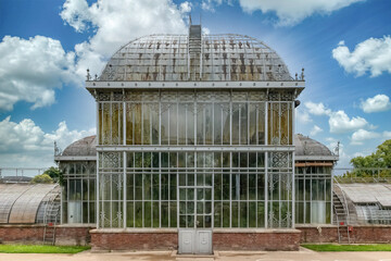 Fototapeta na wymiar Nantes in France, greenhouse in the Jardin des Plantes, a garden in the city