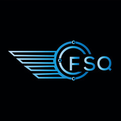 FSQ logo, letter logo. FSQ blue image on black background. FSQ technology Monogram logo design for entrepreneur best business icon.
