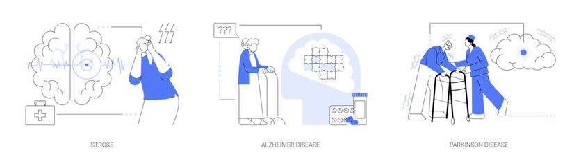 Aged people illness abstract concept vector illustrations.