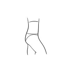 Silhouette of a beautiful young woman in a bikini.Young woman in underwear, swimsuit. Female slender body.Stock illustration.Hand drawn linear drawing.