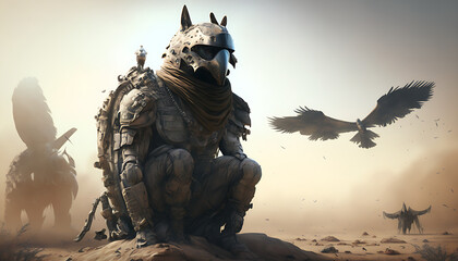 Fototapeta premium The Wild Warriors of Tomorrow: A Series of Animal-Inspired Human Fighters, The Animal Within: A Futuristic Vision of Human Warriors 