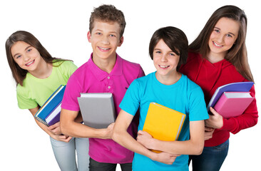 Smiling School Children with Books