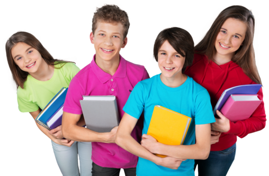 Smiling School Children with Books