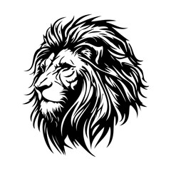 Lion Face, Silhouettes Lion Face SVG, black and white lion vector