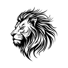 Lion Face, Silhouettes Lion Face SVG, black and white lion vector