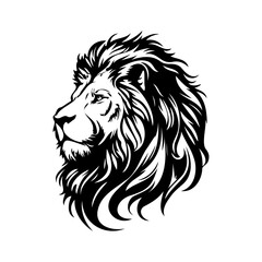 Lion Face, Silhouettes Lion Face SVG, black and white lion vector