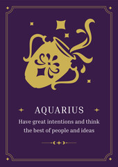 Fototapeta na wymiar Aquarius zodiac symbol horoscope impression vintage poster design template vector