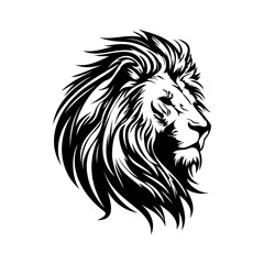 Lion Face, Silhouettes Lion Face SVG, black and white lion vector