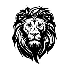 Lion Face, Silhouettes Lion Face SVG, black and white lion vector