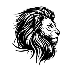 Lion Face, Silhouettes Lion Face SVG, black and white lion vector