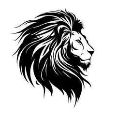 Fototapeta premium Lion Face, Silhouettes Lion Face SVG, black and white lion vector