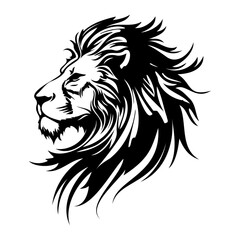 Lion Face, Silhouettes Lion Face SVG, black and white lion vector