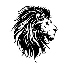 Lion Face, Silhouettes Lion Face SVG, black and white lion vector