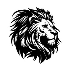 Lion Face, Silhouettes Lion Face SVG, black and white lion vector