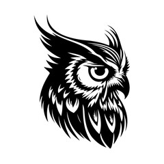 Owl Face, Silhouettes Owl Face SVG, black and white Owl vector