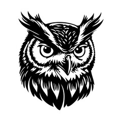 Fototapeta premium Owl Face, Silhouettes Owl Face SVG, black and white Owl vector