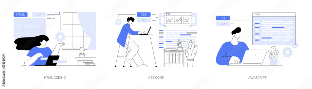 Wall mural front end development abstract concept vector illustrations.