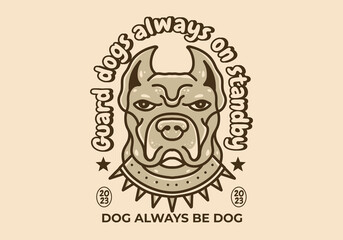 Illustration design of a pit bull dog head