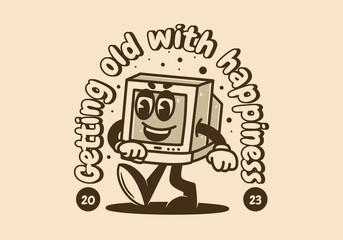 Mascot character design of a walking old monitors