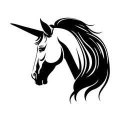 Unicorn Face, Silhouettes Unicorn Face SVG, black and white Unicorn vector