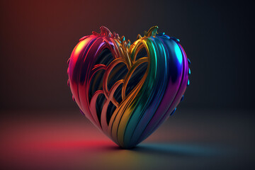 A multicolor abstract heart image with a flowing and fluid rainbow effect, symbolizing the strength