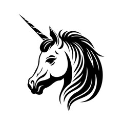 Unicorn Face, Silhouettes Unicorn Face SVG, black and white Unicorn vector