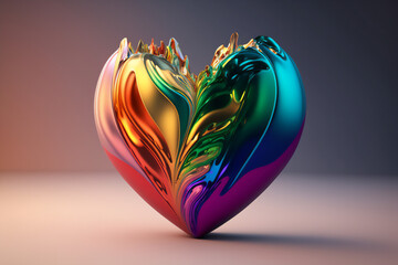 An artistic rendering of a rainbow heart with an abstract twist