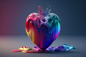 An illustration of a heart with rainbow-hued liquid
