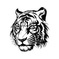 Tiger Face, Silhouettes Tiger Face SVG, black and white Tiger vector