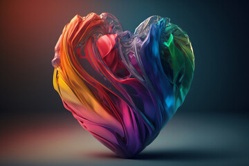 A multicolor liquid-filled heart illustration in support of the LGBTQ+ community