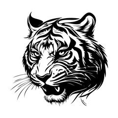 Tiger Face, Silhouettes Tiger Face SVG, black and white Tiger vector