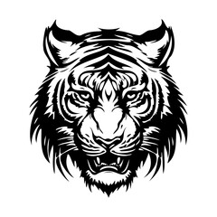 Tiger Face, Silhouettes Tiger Face SVG, black and white Tiger vector