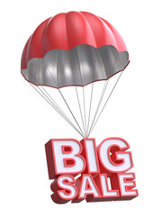 Big sale 3d letters on parachute 3d rendering