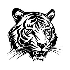Tiger Face, Silhouettes Tiger Face SVG, black and white Tiger vector