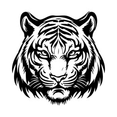 Tiger Face, Silhouettes Tiger Face SVG, black and white Tiger vector