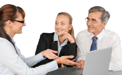 Fototapeta premium Portrait of Business People Working with Laptop