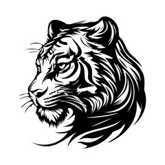 Tiger Face, Silhouettes Tiger Face SVG, black and white Tiger vector