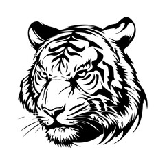 Tiger Face, Silhouettes Tiger Face SVG, black and white Tiger vector
