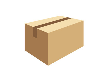Cardboard parcel, package, box, isolated on white background. Delivery service pictogram.