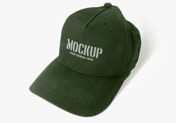 Army Green Hat Mockup on a White Background Desk